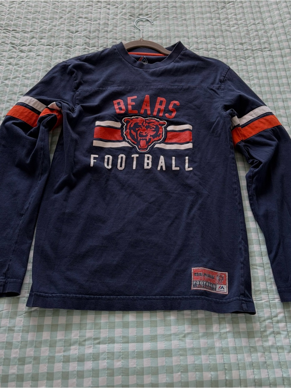 Bears Football Navy Long Sleeve Tee size S